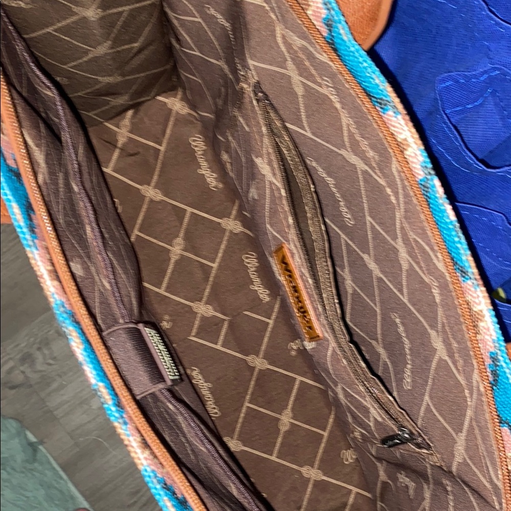 Wrangler Blue and Brown Southwestern Tote Bag, purse, and wallet set(Best offer) - Picture 4 of 16